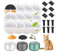 Filtre Fontaine Eau Chat, Lot de 12 Filtre Fontaine Chat, 6 Filtre Pompe Fontaine Eau Chat et 6 Centrales Éponge Insonorisante pour Feelneedy F-016 84 FL oz/2,5 L Fontaine Eau Chat