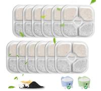 Filtre Fontaine Eau Chat, Lot de 12 filtres de Rechange pour Fontaine à Eau Filtre avec résine activée au Carbone Trois Couches système de Filtration pour Fontaine à Eau et Chat
