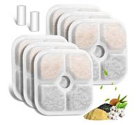 Filtre Fontaine Eau Chat, Lot de 6 Filtres De Remplacement Pour Fontaine à Eau Pour 2L/2.5L Fontaine à Eau pour Chat, Filtre à Eau De Remplacement à Triple Action avec Charbon Actif, 2 Tuyaux