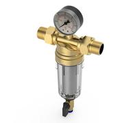 filtre mécanique, finesse 40 μm, avec manomètre et autonettoyant, dessus en laiton, empêche le rinçage des corps étrangers (3/4")"}
