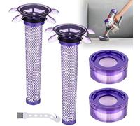 Filtre pour Dyson,Filtres de Rechange pour Aspirateurs Dyson V7 V8 Absolute Animal Motorhead Animal,avec 2 filtres HEPA Post,2 filtres Star Pré,1 brosse de nettoyage,Filtres Remplacez les pièces