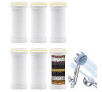 Filtre pour pommeau de douche pour pommeau de douche portable, pack de 6 cartouches de rechange pour filtre de douche, élimine le chlore, réduit les démangeaisons de la peau sèche (13 x 2 cm)