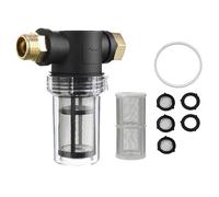 Filtre pour tuyau d'arrosage 3/4", pré-filtre pour pompes de jardin et installations d'eau domestiques, filtre à eau à sédiments descendants, pré-filtre pour arrosage de jardin, piscine (avec filtres