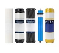 Filtre purificateur d'eau de 10 pouces à charbon actif granulaire UDF + filtre en coton PP + comprimé CTO + 100G RO + Purification l'eau T33,Remplacement Moins FréQuent
