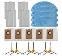 Filtre, serpillère, sac à poussière et brosse latérale pour aspirateur - Pièces de rechange avec 4 filtres, 4 chiffons en microfibre, 5 sacs, 6 Brus