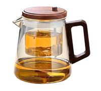 Filtre TEAPOT, théière en verre avec infuseur | Taule en verre à poignée en bois avec passoire | Maker de poêle à la chaleur à la chaleur ergonomique Pot de bouilloire pour le salon au travail Utilisa