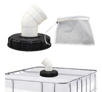 Filtre Tote IBC - Capulet de filtre d'écran IBC, connecteur de tuyau de jardin | 45 ° 90 ° Big Big Water Tank Soupape, ajustement de soupape de coude Ensemble complet pour le système de récupération d