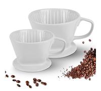 Filtres à Café En Porcelaine: 2 Pièces Filtres à Café En Forme D'éventail, Supports De Filtress à Cafés Réutilisables, Filtress à Cafés Manuels Pour La Maison(Blanc)