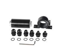 Filtres à moteur Filtre à carburant en aluminium, 50MM, 100 microns, haut débit, avec adaptateurs de raccord AN6 AN8 AN10, support montage Filtres à essence(Black)