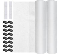 Filtres de hotte de cuisine, filtre de rechange en tissu non tissé avec bandes adhésives et bloc magnétique, papier filtre anti-huile pour cuisine (2 filtres de hotte, 2 bandes adhésives, 16 blocs