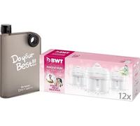 Filtres de remplacement BWT 12pcs + bouteille design Maxxo A5
