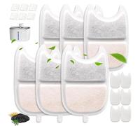 Filtres de Remplacement pour Fontaine à Eau Chat,Lot de 6 Filtres avec Charbon Actif,Résine,Éponge Pré-filtrée et Filtre Mousse,Compatible Fontaine 4L FEELNEEDY
