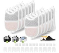 Filtres pour Fontaine à Chat, Lot de 12 Filtres à Charbon et 24 éponges de Rechange, avec Résine échangeuse d'ions et Charbon Actif pour Fontaine à Chat de 4L avec détecteur de Mouvement（YPD-C004 ）