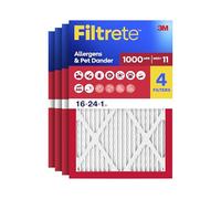 Filtrete Lot de 4 filtres à air MPR 1000 MERV 11, protection contre les allergènes, dimensions exactes 23,813 x 15,813 x 0,656