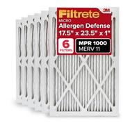 Filtrete Lot de 6 filtres à air pour fournaise 17,5 x 23,5 x 1, MERV 11, MPR 1000, micro allergène, filtre de nettoyage à air électrostatique plissé de 2,5 cm, 3 mois (taille réelle 43,7 x 58,9 x 2,1