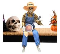 Filvczt Décorations De Squelette d'halloween,Décor De Squelette Animé Jouant du Banjo De 60 Cm | Mannequin Musical Articulé Effrayant pour Décoration Intérieure Extérieure Maison Hantée Jardin Fêtes