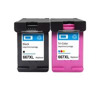 FILWY Cartouche d'encre 667 667XL 3YM81AL 3YM80AL, Compatible avec Ink Advantage 1275 2374 2375 2376 2775 2776(BK(1PC) Color(1PC))