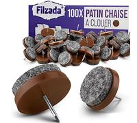 Filzada® 100x Patins en Feutre à clouer - Ø 24 mm (Brun) - Patins de Meubles Professionnels/Patins de Chaise Feutre à clouer