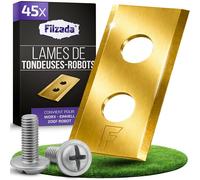 Filzada® 45 Lame Robot Tondeuse Compatible avec Lame Worx Landroid - Vis Incluses - Rechange Ultra-Tranchantes - Également Adaptées aux Robots de Tondeuse LandXcape, Worx Landroid et Einhell