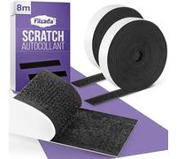 Filzada 8m Ruban Scratch Adhésif Noir 20mm EXTRA FORT - Rouleau Scratch Autocollant Double Face pour intérieur et extérieur - Bandes Adhésives