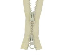 FIM Fermeture Éclair à double curseur, avec dents en plastique, numéro 5, taille moyenne, séparable, Beige clair (307), 80 cm