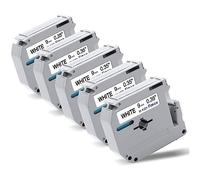 Fimax Rubans Compatible Brother M-K221 MK221 9mm x 8m pour Brother P-touch PT-55 PT-65 PT-70 PT-80 PT-85 PT-90 PT-M95 Étiqueteuse (Pack de 5, Noir sur Blanc)