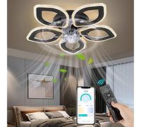 FIMEI 20.86'' Ventilateur de Plafond avec Lumière, Gradation Continue à 6 Vitesses, Télécommande et Contrôle par Application, Éclairage Moderne pour Salon, Bureau