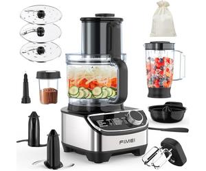 FIMEI Robot Cuisine Multifonctions 1300W, 3 Vitesses et Fonction Pulse, 3,5L Hachoir, 1,5L Mixeur, Moulin, Presse Agrumes, Pétrin à Pâte, Fouet, Râpe, Disque Tournant, Sans BPA