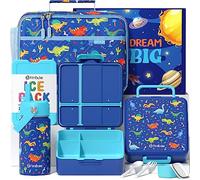 Fimibuke Boîte à bento pour enfants avec 4 compartiments, sac à déjeuner isotherme, bouteille d'eau isotherme en acier inoxydable, poche de glace et ustensiles, cadeaux d'anniversaire pour enfants de