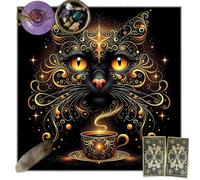 FIMJEP 1 Tapis de Voyance 75×75 cm en Velours - Nappe d’Autel avec Motif de Chat Noir pour la Pratique de la Cartomancie et des Rituels