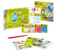 STAEDTLER 8034 19 LZ03 FIMO Kids Form&Play Ensemble de pâte polymère à modeler « Licorne » (lot de 4 blocs, autocollants, outils de modélisation et arrière-plan)