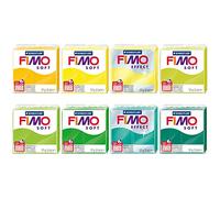 FIMO Pâte à modeler polymère Soft & Effect - 57 g - Lot de 8 - Tons jaune vert
