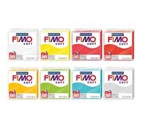 FIMO Pâte à modeler polymère Soft & Effect pour four - 57 g - Lot de 8 - The Squeezy Juicy Collection