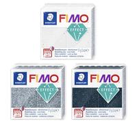 FIMO Pâte à modeler polymère souple pour four - Blocs de 57 g - Lot de 3 - Granit blanc pierre, granit et poussière d'étoiles