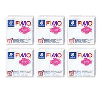 FIMO Pâte à modeler polymère souple pour four - Blocs de 57 g - Lot de 6 - Blanc