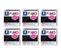 FIMO Pâte à modeler polymère souple pour four - Blocs de 57 g - Lot de 6 - Noir