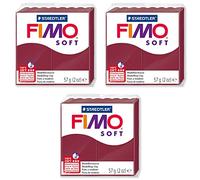 FIMO Pâte à modeler polymère souple pour four - Couleurs les plus populaires - 57 g - Lot de 3 - Merlot