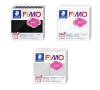 FIMO Pâte à modeler polymère souple pour four - Couleurs les plus populaires - 57 g - Noir, blanc, gris dauphin - Lot de 3
