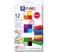Staedtler FIMO Soft, Assortiment de 12 demi-pains de pâte FIMO aux couleurs pastel assorties, Pâte à modeler durcissant au four et facile à démouler, 8023 C12-3