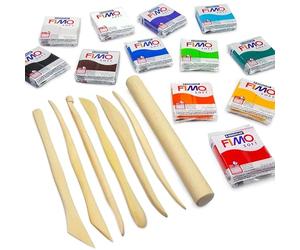 FIMO Soft Modelling Clay Professional Set -12 x 57g + 7 Pro Moulding Instruments
