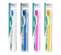 Fimodent 4 Brosses à dents Medium avec système de protection des gencives et des dents - Équipée de poils 1509 UltraX de dureté moyenne, doux pour les gencives et l'émail (couleurs assorties)
