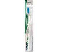 Fimodent Brosse à dents Ultra Soft avec système de protection des gencives et des dents - Équipée de poils 6580 UltraX de dureté souple, doux pour les gencives et l'émail - Couleur Blanc Bleu ciel