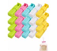 FIMWOLZ 20 Pince Sachet Alimentaire, 5 Couleurs Clip Fermeture Hermétique Réutilisable - Verrouillage Étanche et Conservation Optimale Frais Cuisine