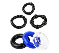 FIMWOLZ Anneaux Péniens Homme, Lot de 6 Silicone Lisses & Texturés. Érections Prolongées, Sensations Intenses, Confort & Plaisir pour Couples. Couleurs Assorties.