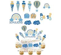 FIMWOLZ Décoration de Rentrée des Classes | Set de 26 Pièces pour Garçon | Décorations de Cupcakes pour la Rentrée Scolaire | Topers Prêts à Poser pour Une Célébration Sereine