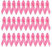FIMWOLZ Lot de 30 Pins Octobre Rose, Broche Ruban Rose Sensibilisation Cancer du Sein avec Épingle de Sûreté, Épingles en Polyester pour Décoration et Événements Caritatifs de Solidarité