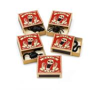 FIMWOLZ Lot de 5 Fausses Araignées Plastique Boîte à Allumettes Halloween, Verrouillage Sécurisé Anti-Renversement, Idéal Contenant Bonbons & Farces Déco Maison
