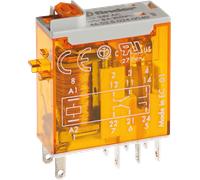 Relais miniature 2RT 8A 12V AC indicateur mécanique + bouton test 304861 FINDER