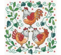 Fin de série Heritage Point de Croix Papier à compter "Trois poules françaises", KCFH1602-C