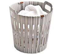 Fin et Paniere a Linge Pliable, Laundry Basket avec Poignées, Panier a Linge Plastique Evidement pour Chambre, Salle de Bain, Dortoir, Université, Panier à Légumes(Yellow)